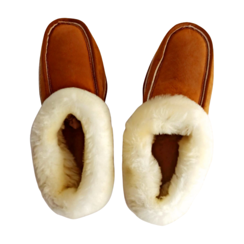 Genuine sheepskin fur booties for women