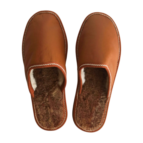 Sheepskin fur slippers for men