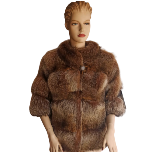 Raccoon fur jacket with short sleeves